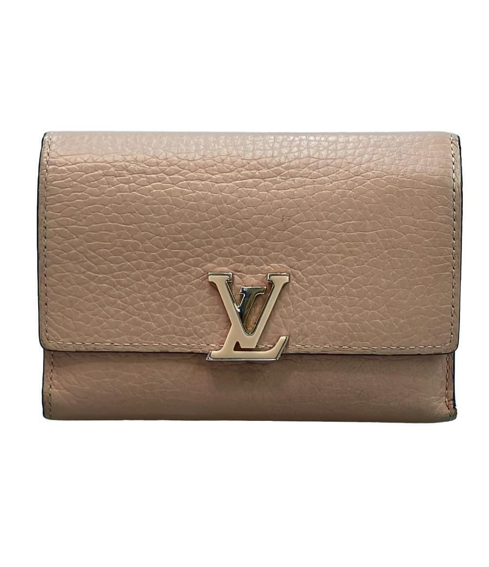 Louis Vuitton Trifold Wallet Portefeuille Capucines Compact Leather Brown
